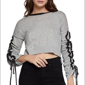 BCBGeneration Ruffle Sleeve Crop Sweater